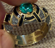 Кольцо с изумрудом и чёрными бриллиантами Казань