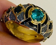 Кольцо с изумрудом и чёрными бриллиантами Казань