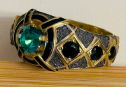 Кольцо с изумрудом и чёрными бриллиантами Казань