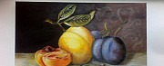Натюрморт с персиками и черносливом, Холст, масло Тверь