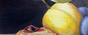 Натюрморт с персиками и черносливом, Холст, масло Тверь