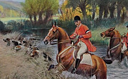 Старинная литография 1909 охота лошадь антиквариат Калининград