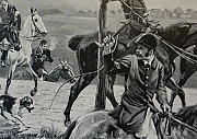 Старинная гравюра 1892 г. охота лошадь антиквариат Калининград