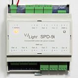DMX сплиттер на DIN рейку 9 выходов с двойной гальванической развязкой и индикаторами VJLight SPD-9i Москва